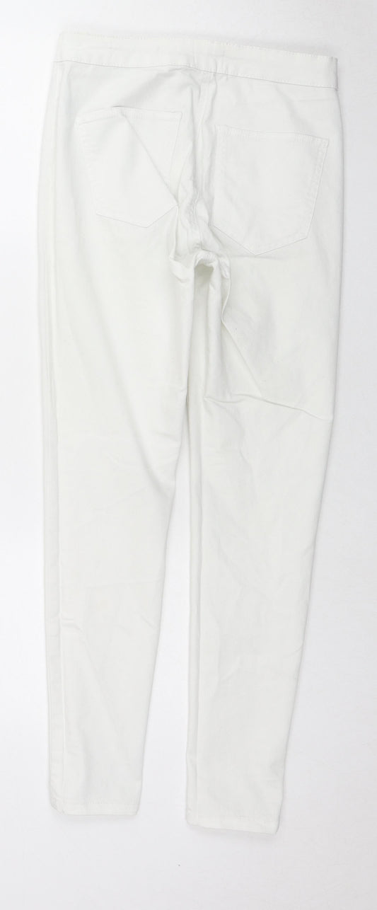 Cotton On Womens White Cotton Skinny Jeans Size 12 L27 in Regular Zip