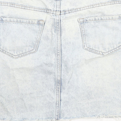 New Look Womens Blue Cotton A-Line Skirt Size 8 Zip