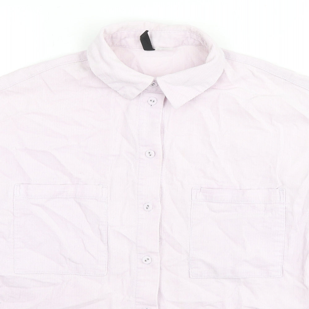Divided by H&M Womens Pink Cotton Basic Button-Up Size XS Collared