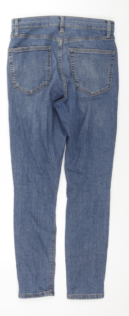 Topshop Womens Blue Cotton Skinny Jeans Size 28 L30 in Regular Zip