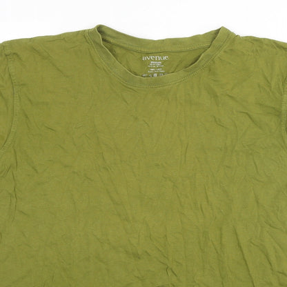 Avenue Mens Green Cotton T-Shirt Size M Round Neck