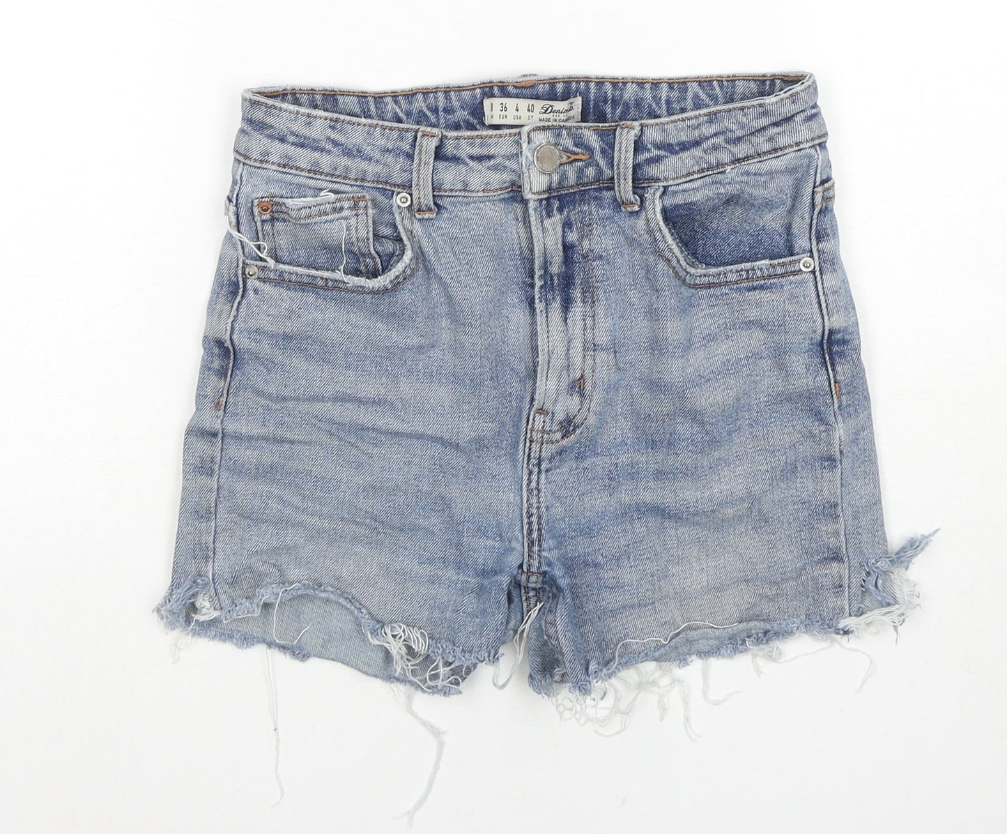Denim & Co. Womens Blue Cotton Cut-Off Shorts Size 8 L3 in Regular Zip