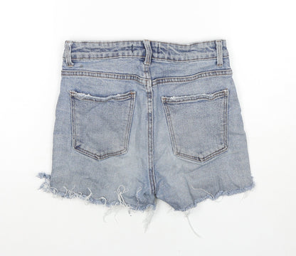Denim & Co. Womens Blue Cotton Cut-Off Shorts Size 8 L3 in Regular Zip