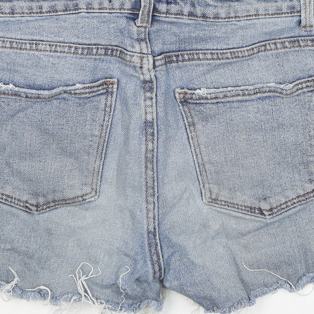 Denim & Co. Womens Blue Cotton Cut-Off Shorts Size 8 L3 in Regular Zip