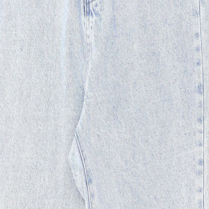 Missguided Womens Blue Cotton Straight Jeans Size 14 L33 in Regular Zip - Leg Vents