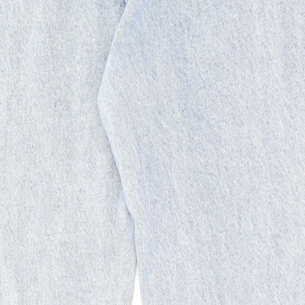 Missguided Womens Blue Cotton Straight Jeans Size 14 L33 in Regular Zip - Leg Vents