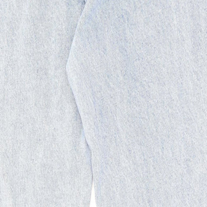 Missguided Womens Blue Cotton Straight Jeans Size 14 L33 in Regular Zip - Leg Vents