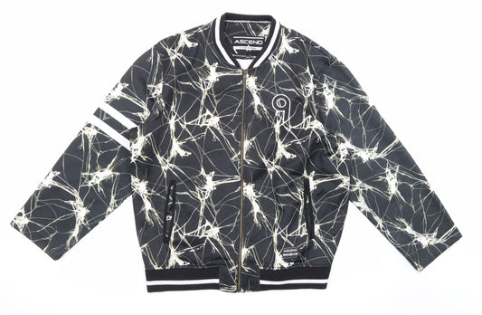 Ascend Mens Black Bomber Jacket Jacket Size 2XL Zip - Fusion