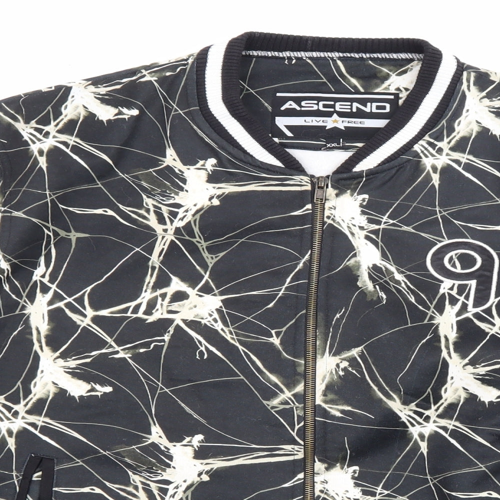 Ascend Mens Black Bomber Jacket Jacket Size 2XL Zip - Fusion