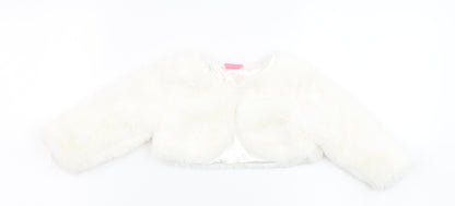 Cutey Couture Girls Ivory Basic Jacket Jacket Size 6-9 Months Button - Faux Fur, Size 6-12
