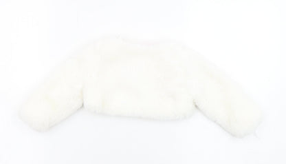 Cutey Couture Girls Ivory Basic Jacket Jacket Size 6-9 Months Button - Faux Fur, Size 6-12