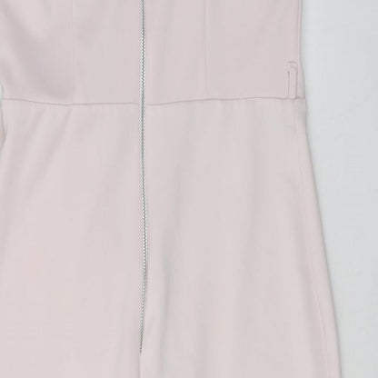 Luxe Womens Pink Polyester Bodycon Size 12 V-Neck Zip