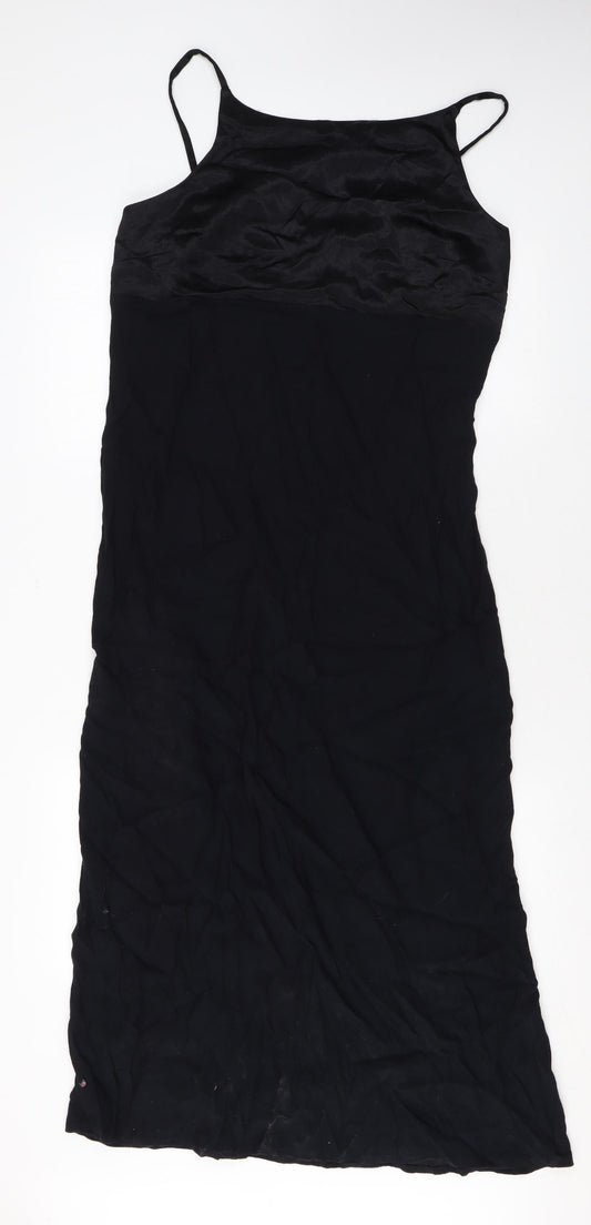 BHS Womens Black Viscose A-Line Size 14 Halter Zip