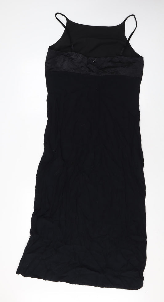BHS Womens Black Viscose A-Line Size 14 Halter Zip