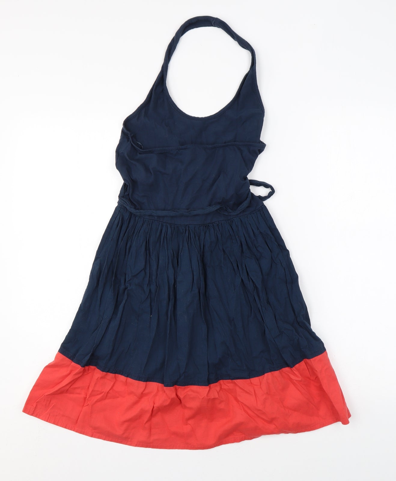 French Connection Womens Blue Cotton Skater Dress Size 12 Halter Pullover