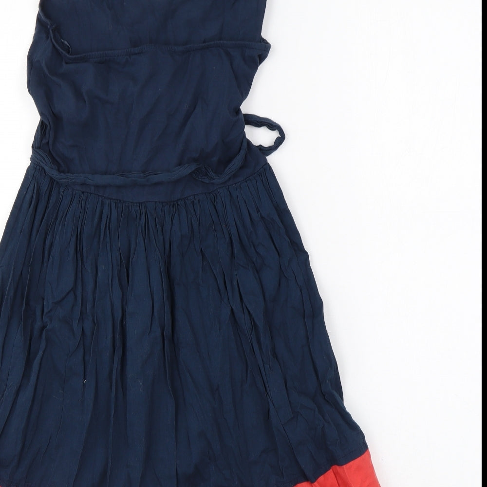 French Connection Womens Blue Cotton Skater Dress Size 12 Halter Pullover