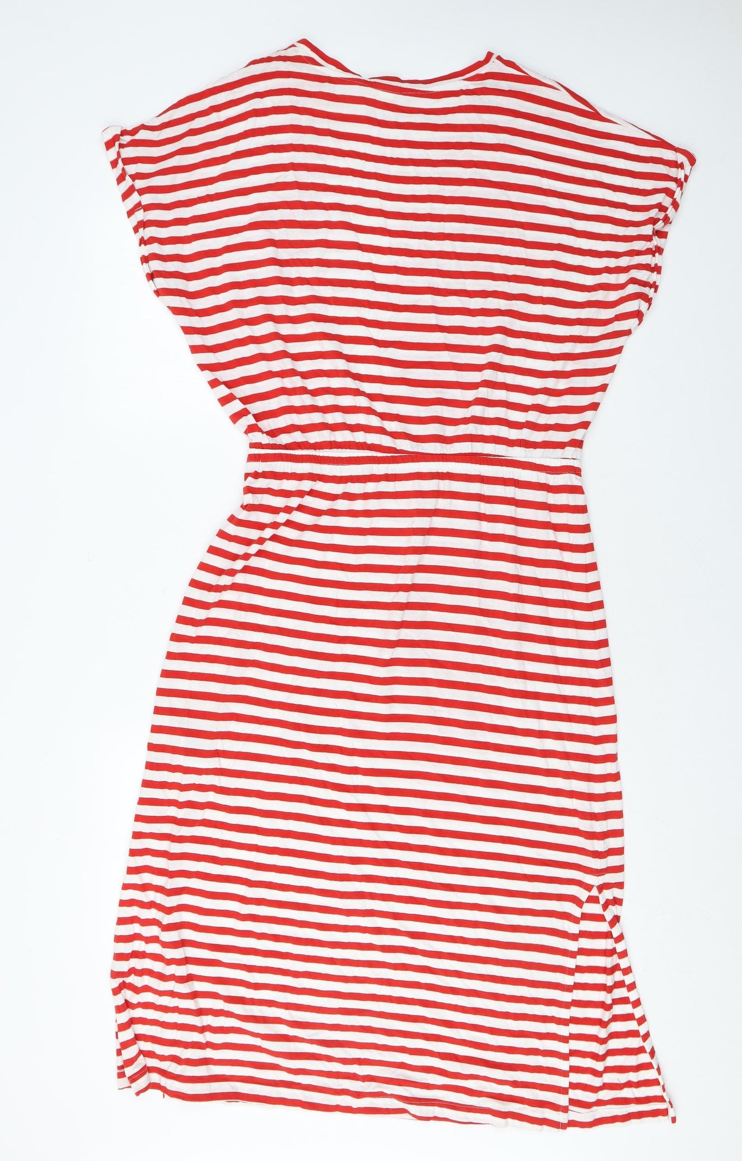 H&M Womens Red Striped Cotton T-Shirt Dress Size M Round Neck Pullover