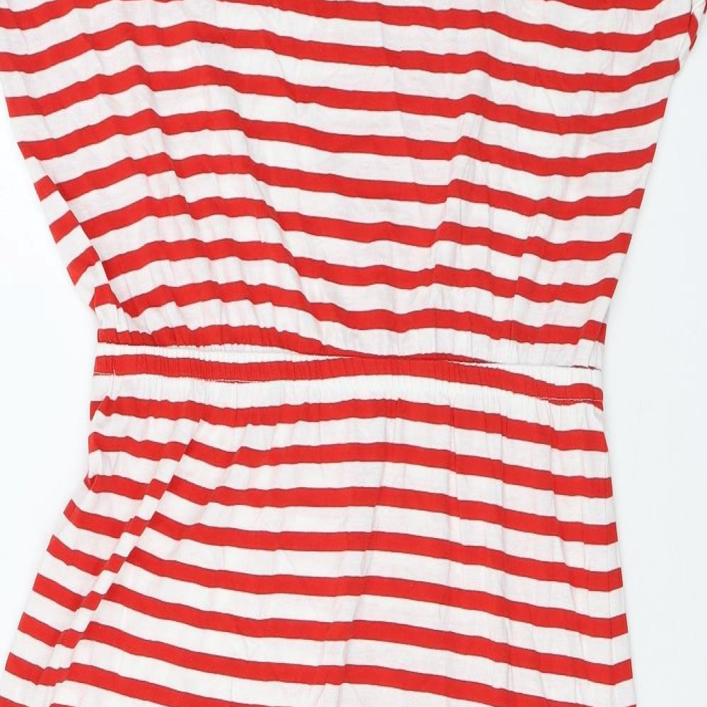 H&M Womens Red Striped Cotton T-Shirt Dress Size M Round Neck Pullover