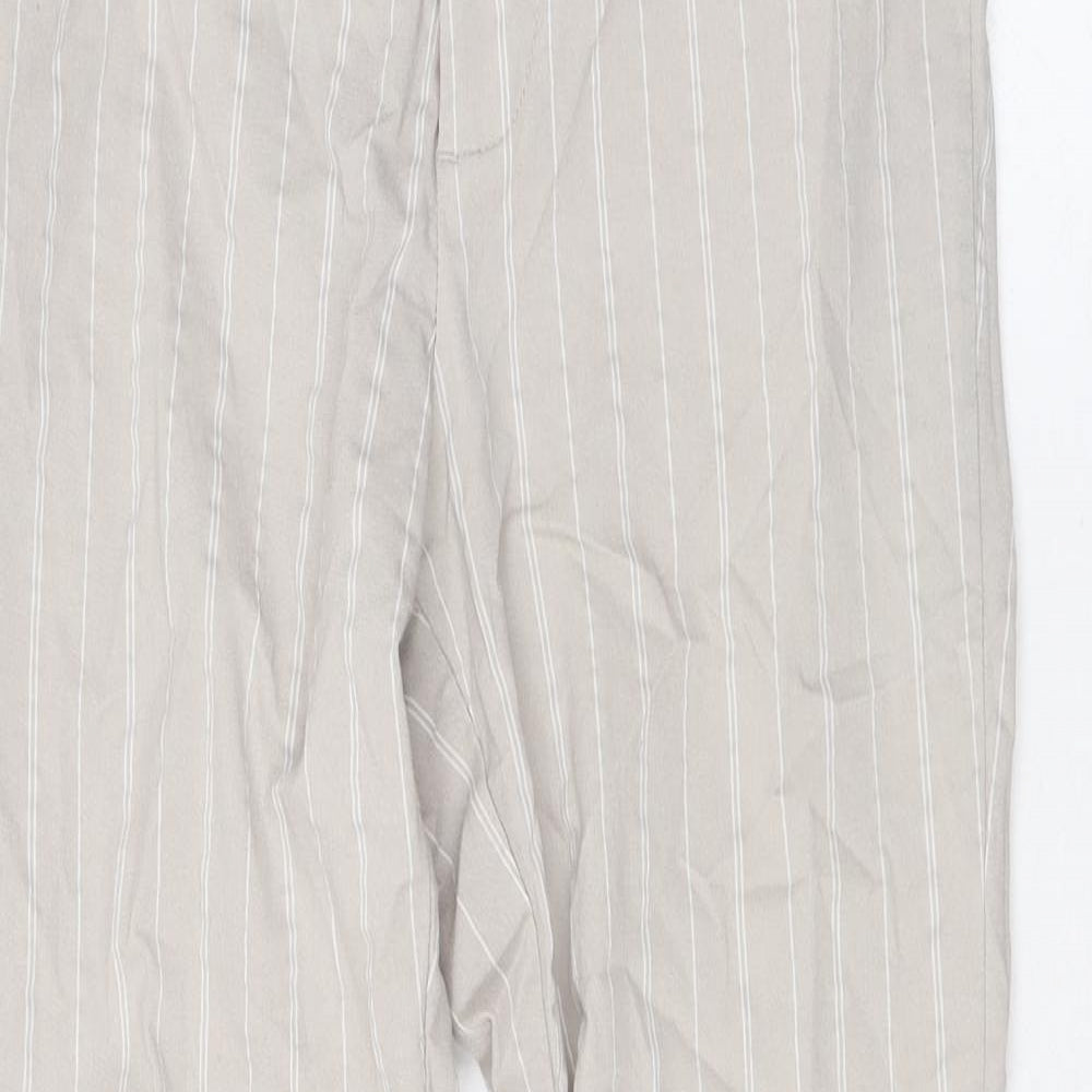Divided by H&M Womens Beige Striped Viscose Trousers Size S L27 in Regular Zip