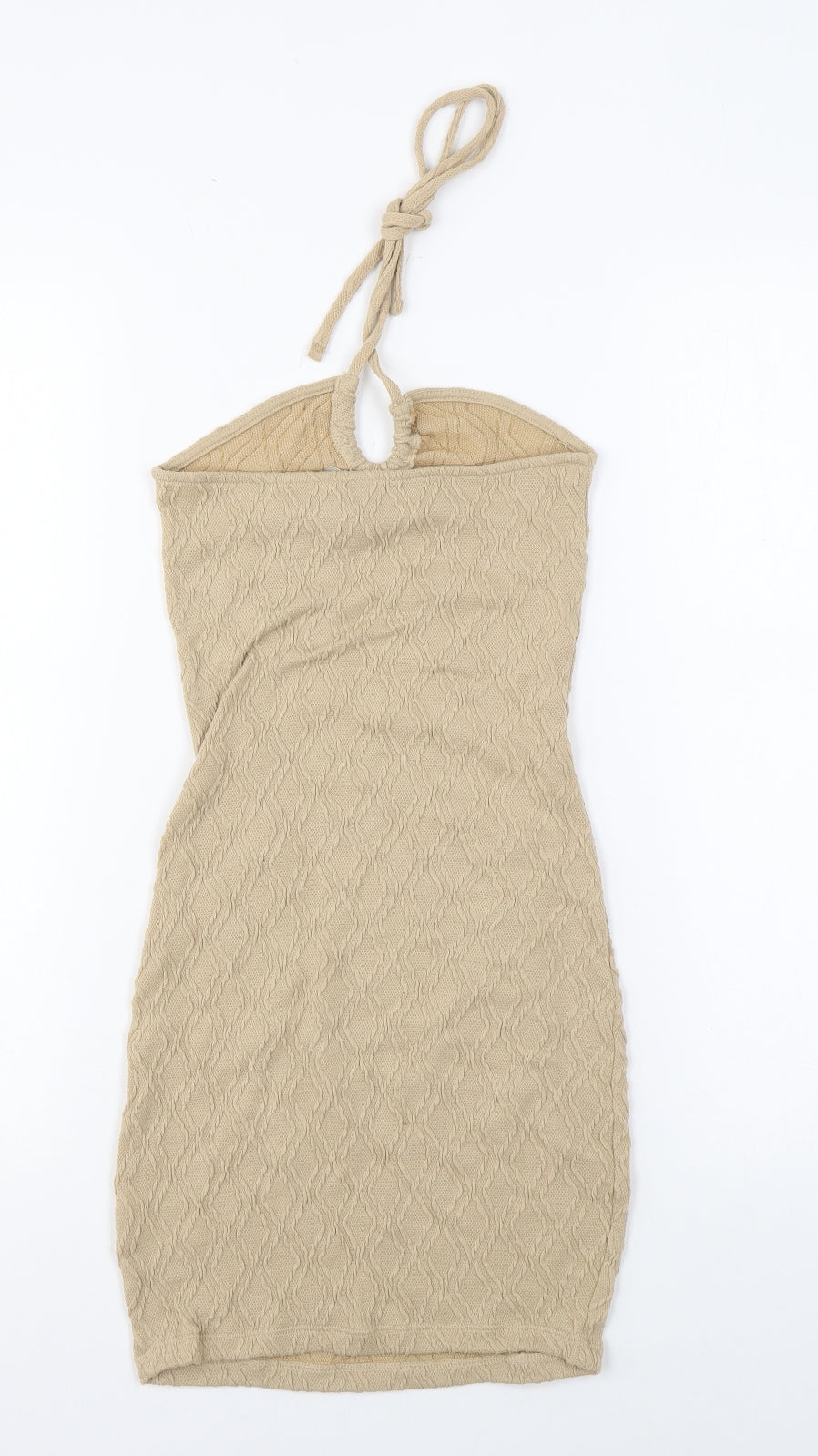 Divided by H&M Womens Beige Geometric Polyester Bodycon Size XS Halter Tie