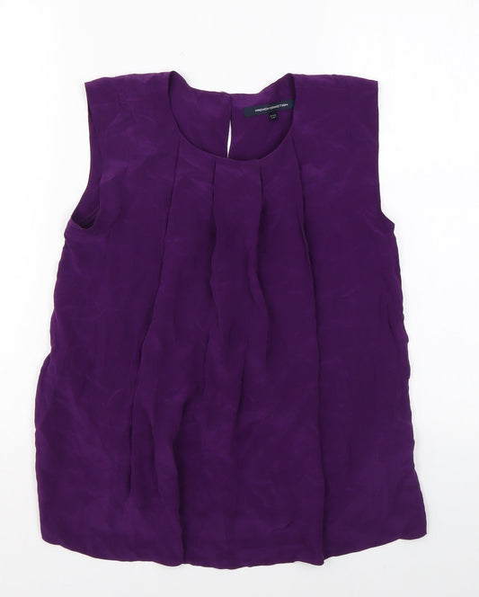 French Connection Womens Purple Silk Basic Tank Size 6 Round Neck