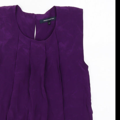 French Connection Womens Purple Silk Basic Tank Size 6 Round Neck