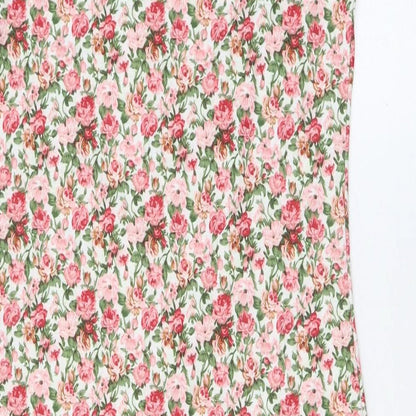 Style Plus Womens Pink Floral Polyester Bodycon Size M Round Neck Pullover