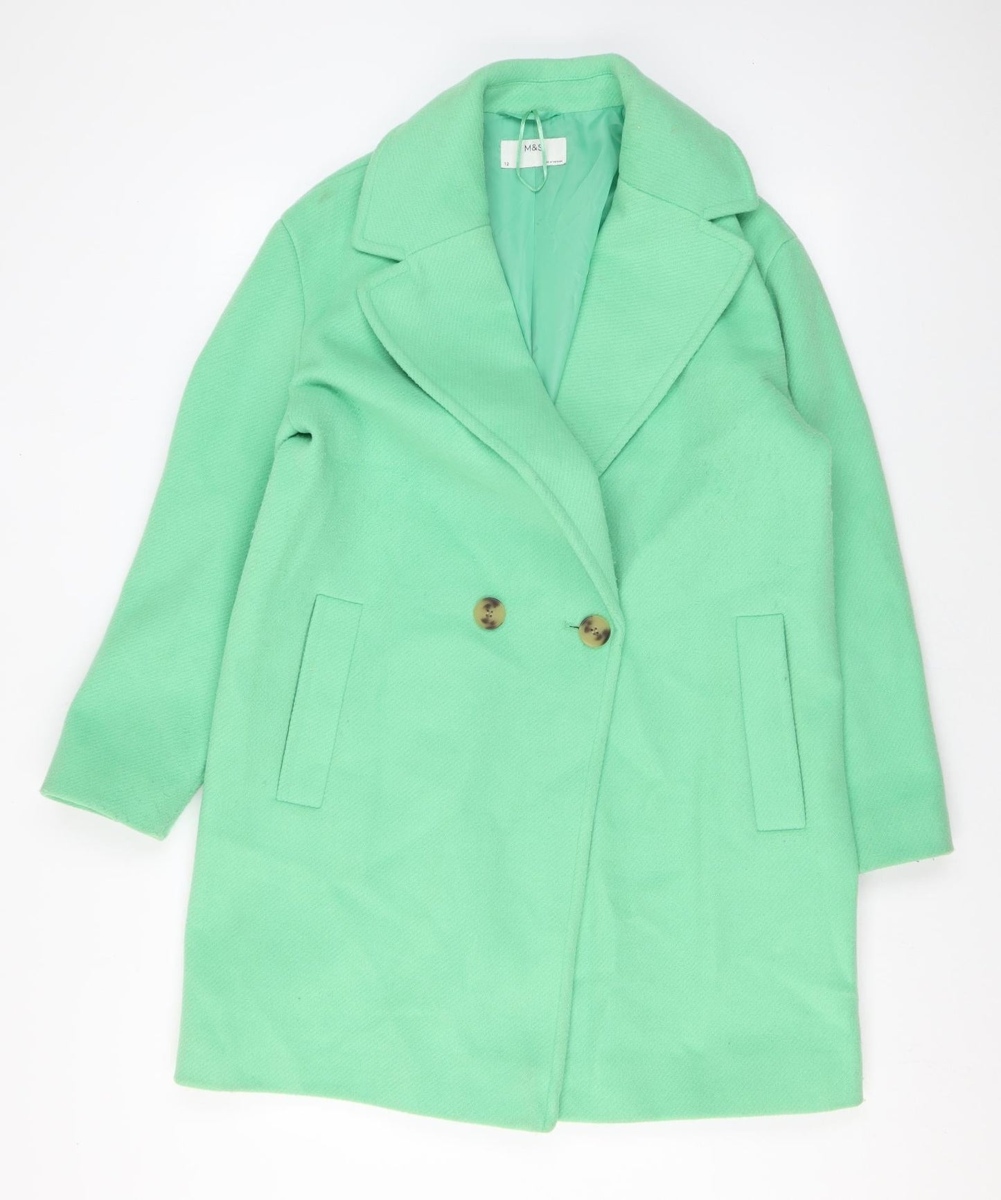 Womens UK Size 12 Marks and Spencer Green Overcoat