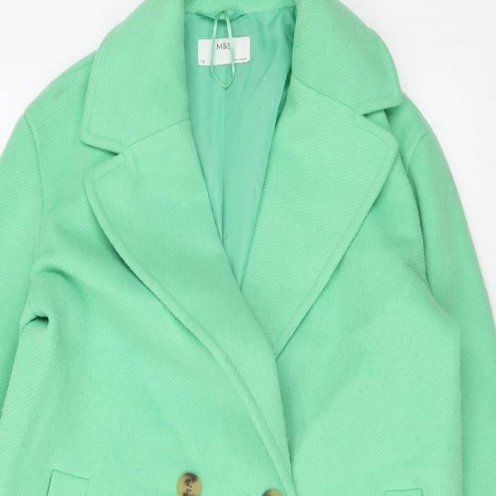 Womens UK Size 12 Marks and Spencer Green Overcoat