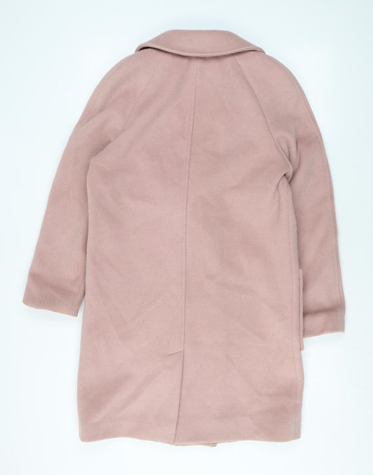 Marks and Spencer Womens Pink Overcoat Coat Size 8 Button
