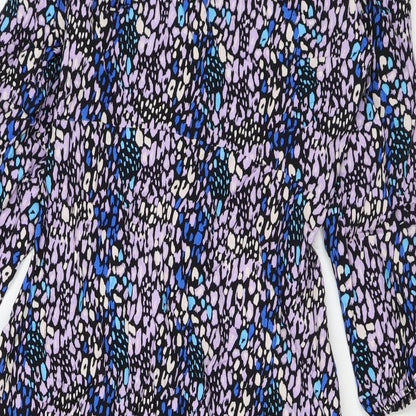 Marks and Spencer Womens Purple Geometric Viscose Maxi Size 10 Round Neck Zip
