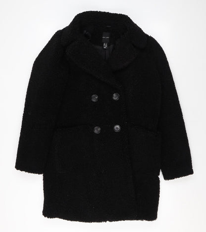 New Look Womens Black Overcoat Coat Size 10 Button
