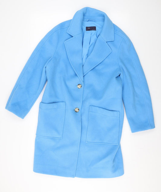Womens UK Size 10 Marks and Spencer Blue Overcoat