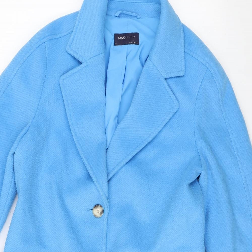 Womens UK Size 10 Marks and Spencer Blue Overcoat