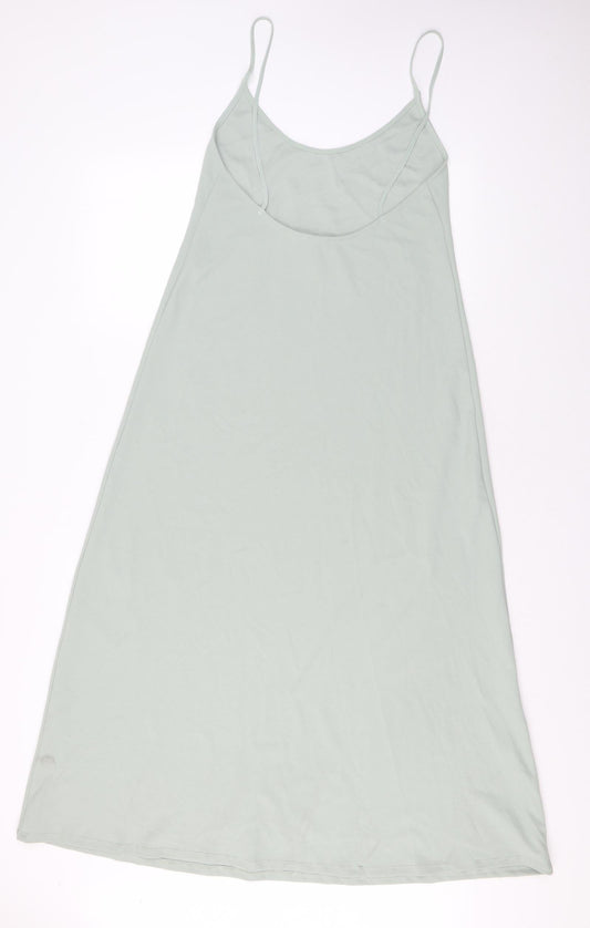 Zara Womens Green Polyester Maxi Size M Scoop Neck Pullover