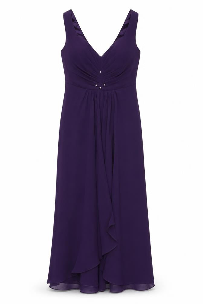 Ever Pretty Womens Purple Polyester Maxi Size 10 V-Neck Zip