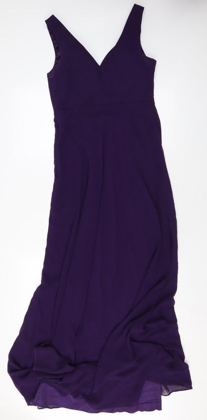 Ever Pretty Womens Purple Polyester Maxi Size 10 V-Neck Zip