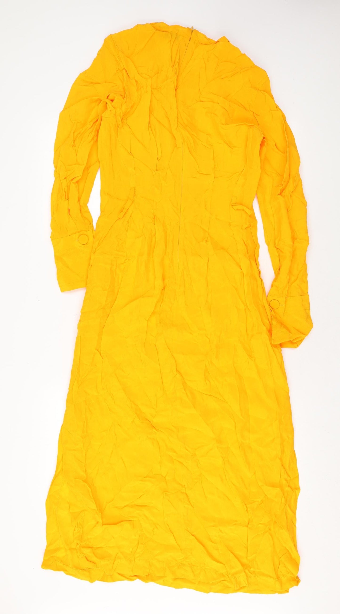 Zara Womens Yellow Viscose Maxi Size XS Round Neck Zip
