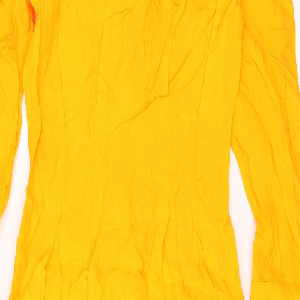 Zara Womens Yellow Viscose Maxi Size XS Round Neck Zip