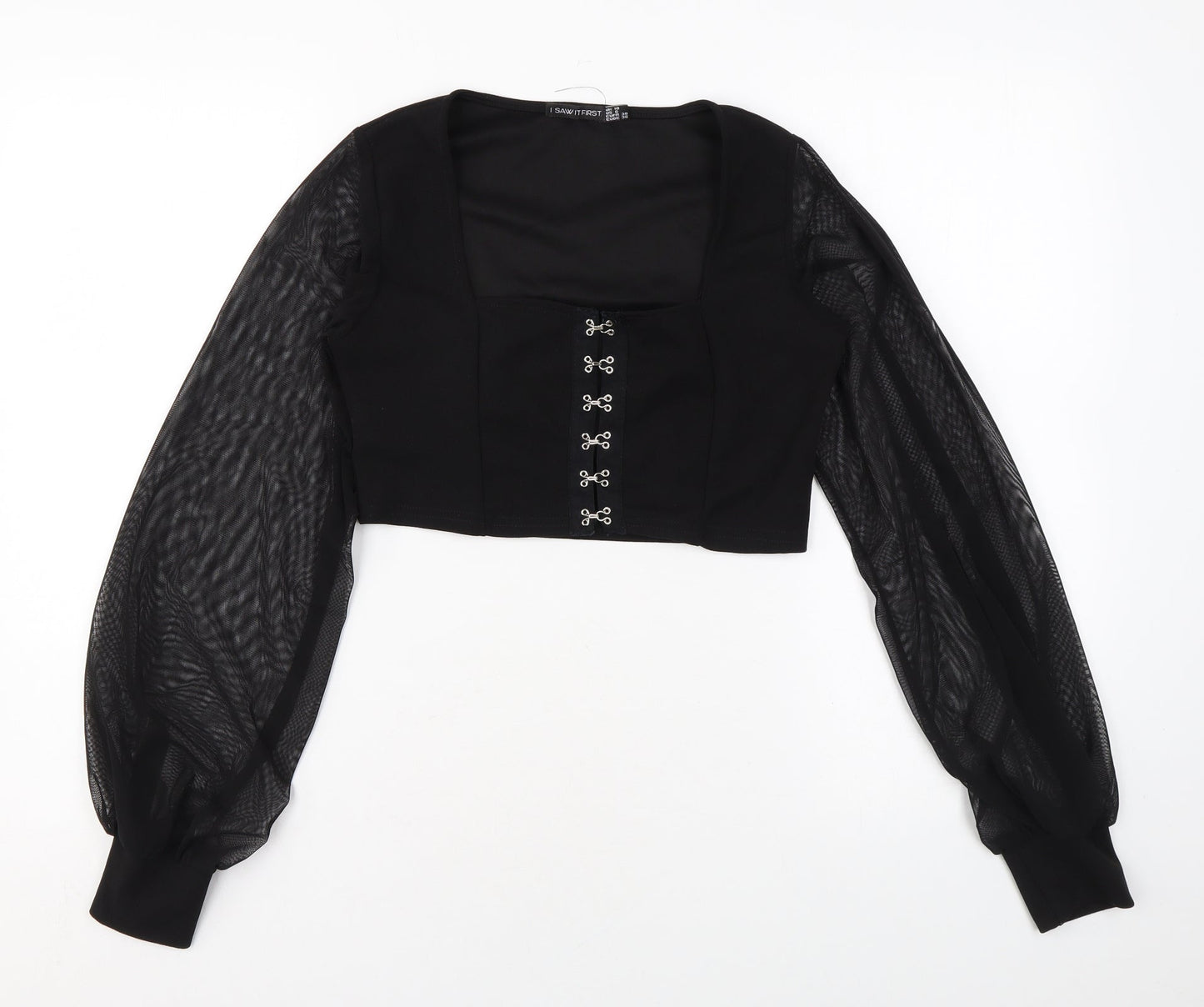 I SAW IT FIRST Womens Black Polyester Basic Blouse Size 10 Scoop Neck