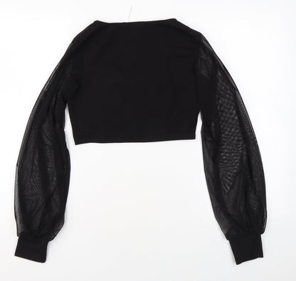 I SAW IT FIRST Womens Black Polyester Basic Blouse Size 10 Scoop Neck