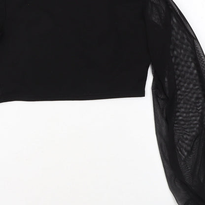 I SAW IT FIRST Womens Black Polyester Basic Blouse Size 10 Scoop Neck