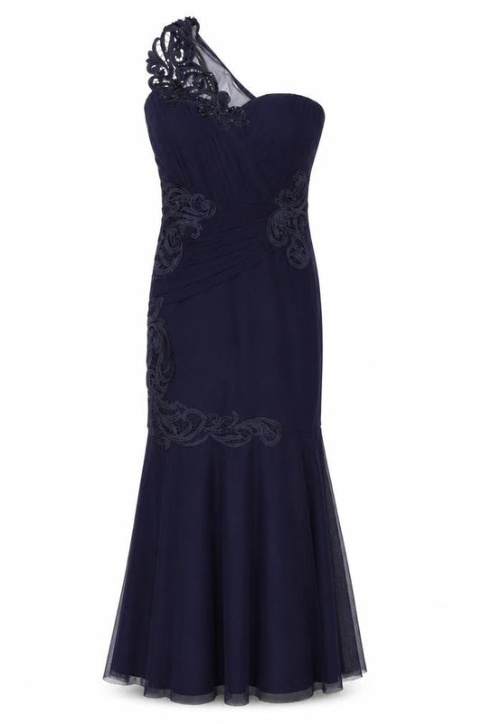 Lipsy Womens Blue Geometric Polyester Mermaid Size 8 One Shoulder Zip