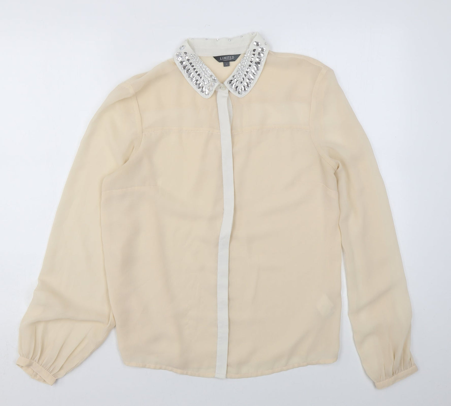 Womens UK Size 12 Marks and Spencer Beige Basic Blouse