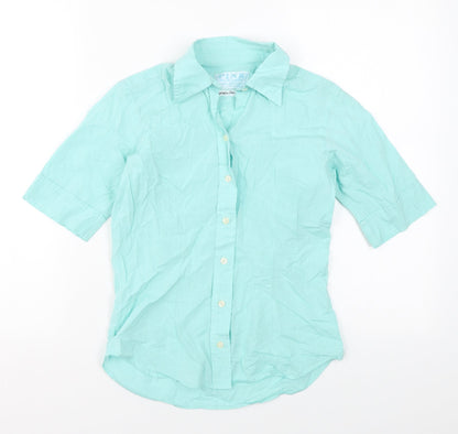 Womens UK Size 8 PINK Blue Basic Button-Up