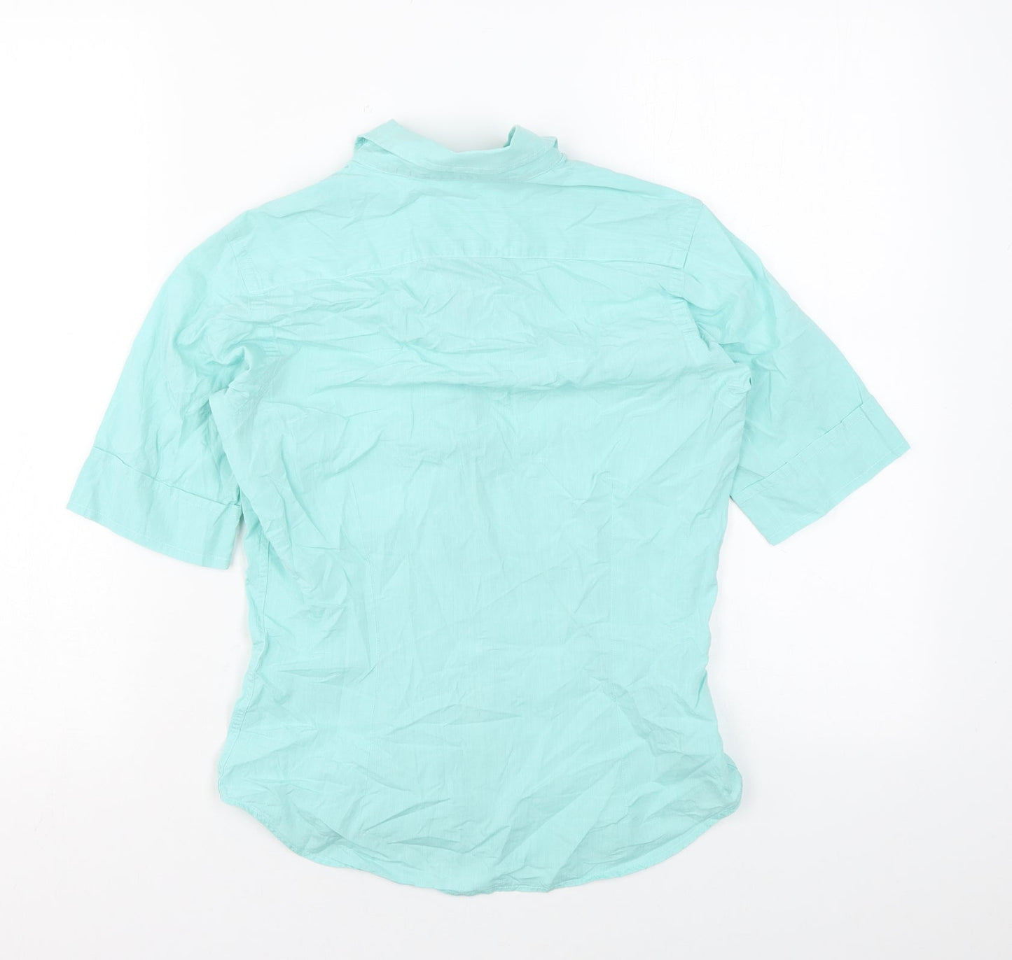 Womens UK Size 8 PINK Blue Basic Button-Up