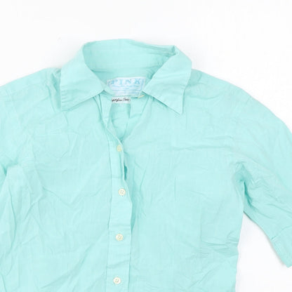 Womens UK Size 8 PINK Blue Basic Button-Up
