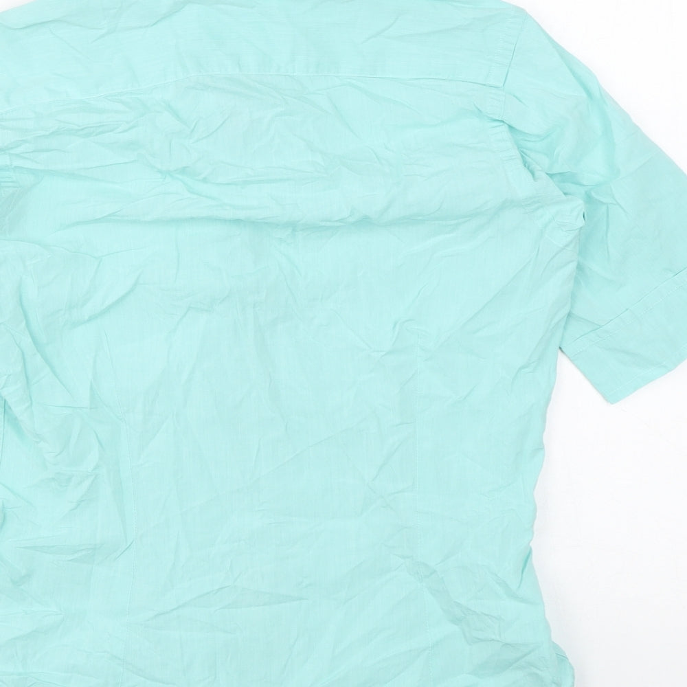 Womens UK Size 8 PINK Blue Basic Button-Up