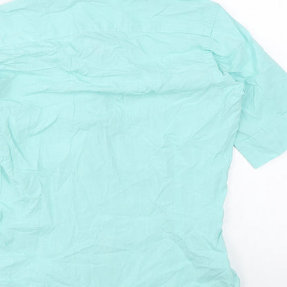Womens UK Size 8 PINK Blue Basic Button-Up
