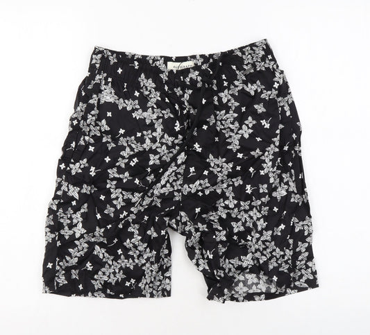Autograph Mens Black Floral Cotton Chino Shorts Size S L7 in Regular Drawstring